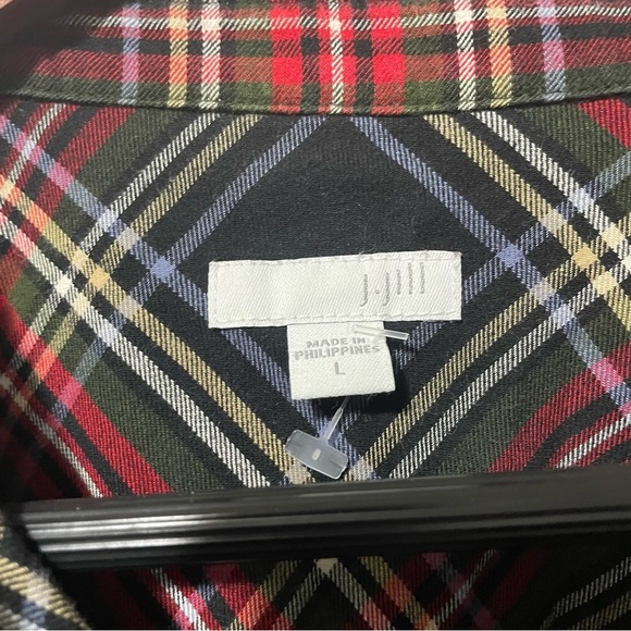 J. Jill Tartan Plaid Long Sleeve Collared Button Down Red and Black Size Large - Picture 4 of 6